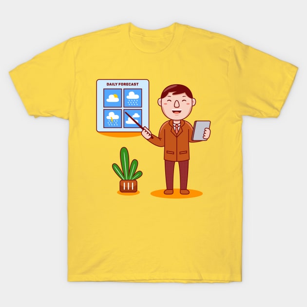 Cute News Anchor Cartoon T-Shirt by MEDZ